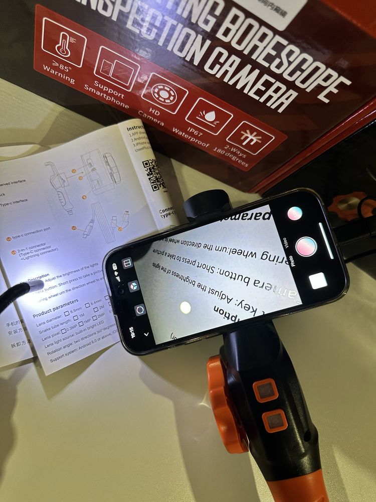 Эндоскоп с поворотной камерой 6мм Android IOS. Ендоскоп