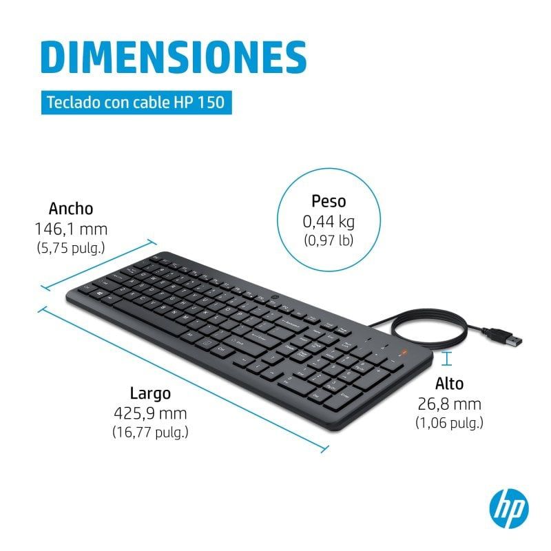 HP 150 Teclado USB Preto