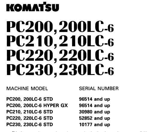 Instrukcja Napraw Komatsu PC 200-6, PC 200 LC-6, PC 220-6, 220 LC-6 PL