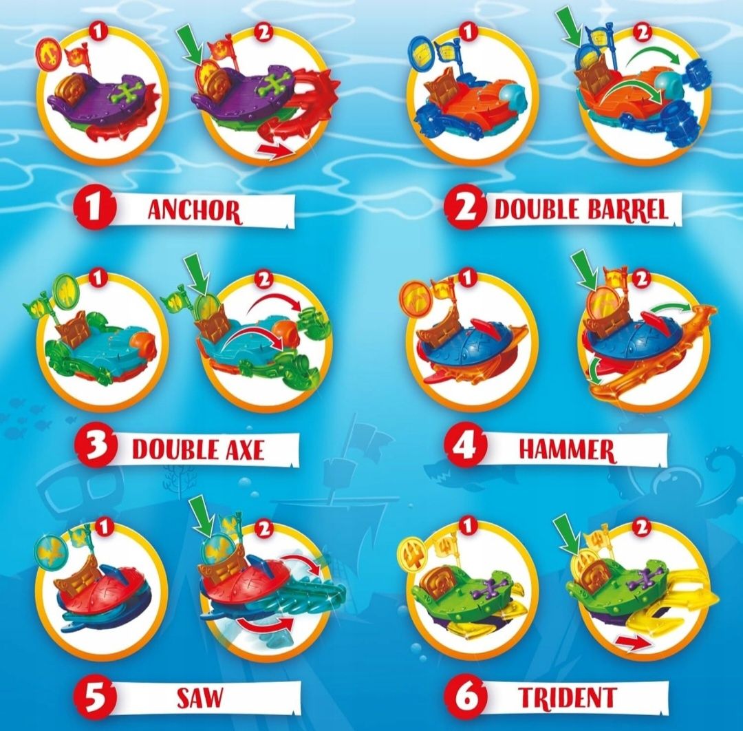 6x Piratix pojazdy shark treasure
