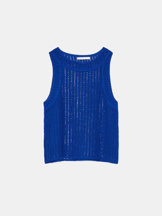 Синий вязанный хлопковый топ mohito размер xs/s