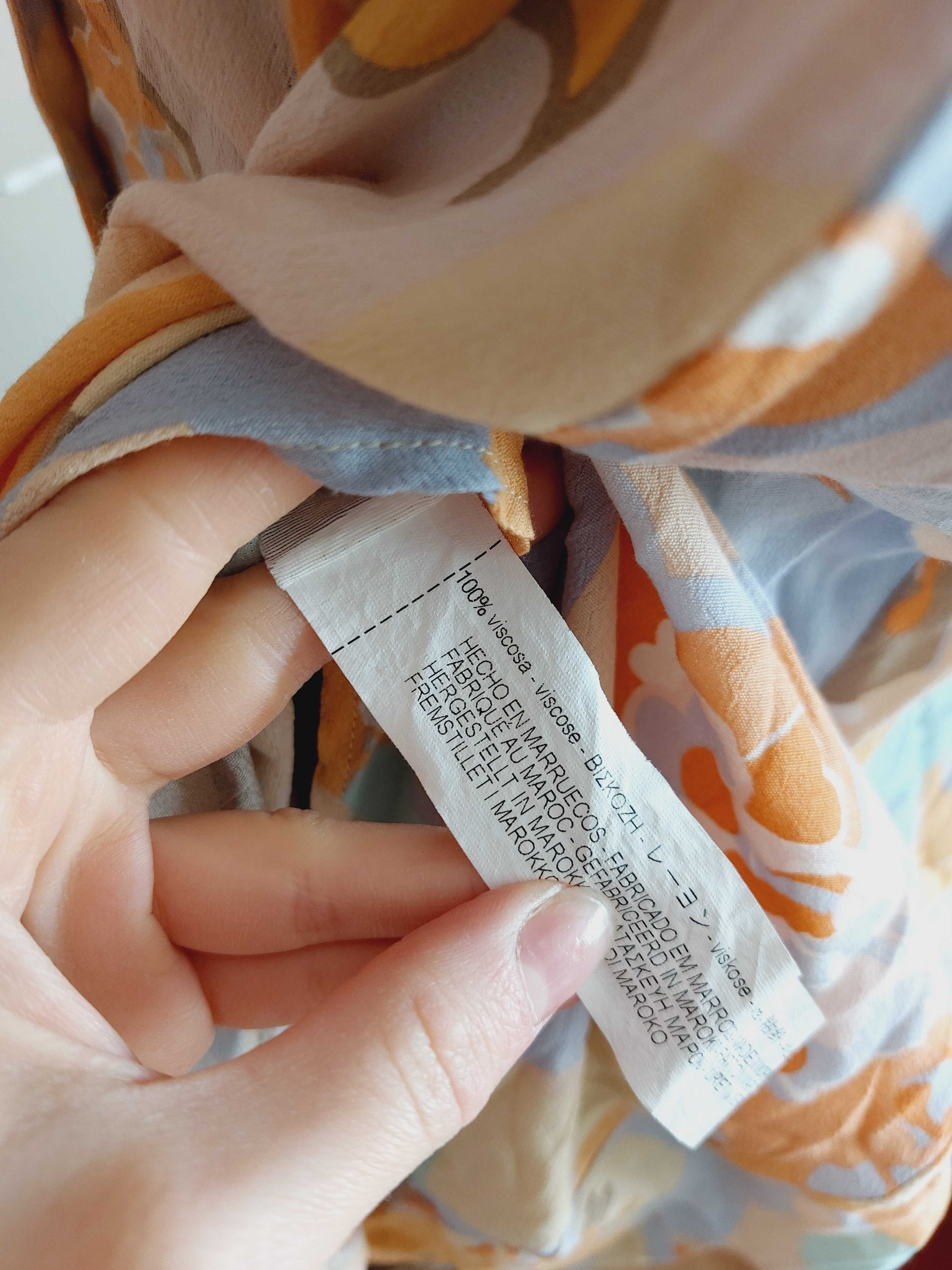 Zara sukienka krotka wiskoza pastelowe kolory krotki rekaw s m l