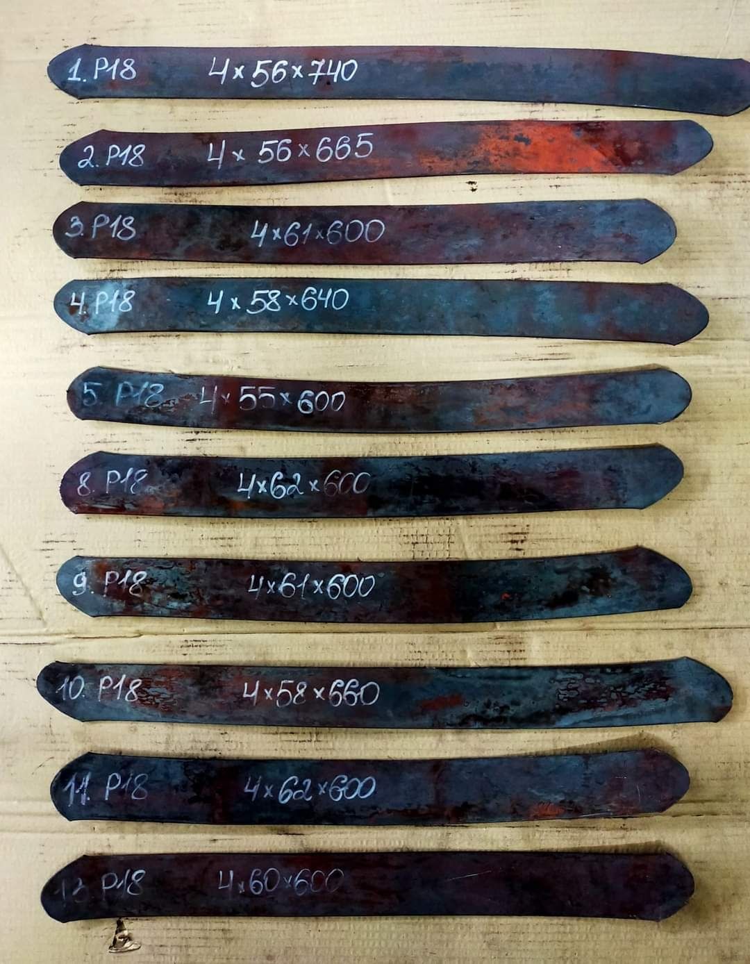 Полоса катана заготовки на ножі Х12МФ, 95Х18, Х12Ф1, Р18, Х6ВФ