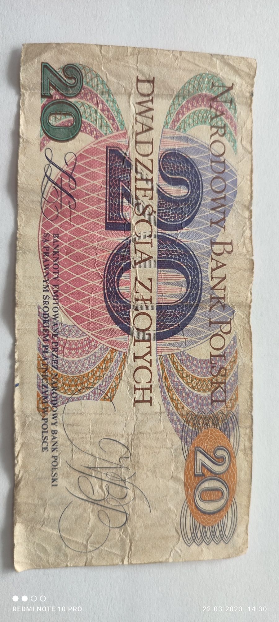 Banknot 20 złotych 1982r. - Y ... nietypowa seria