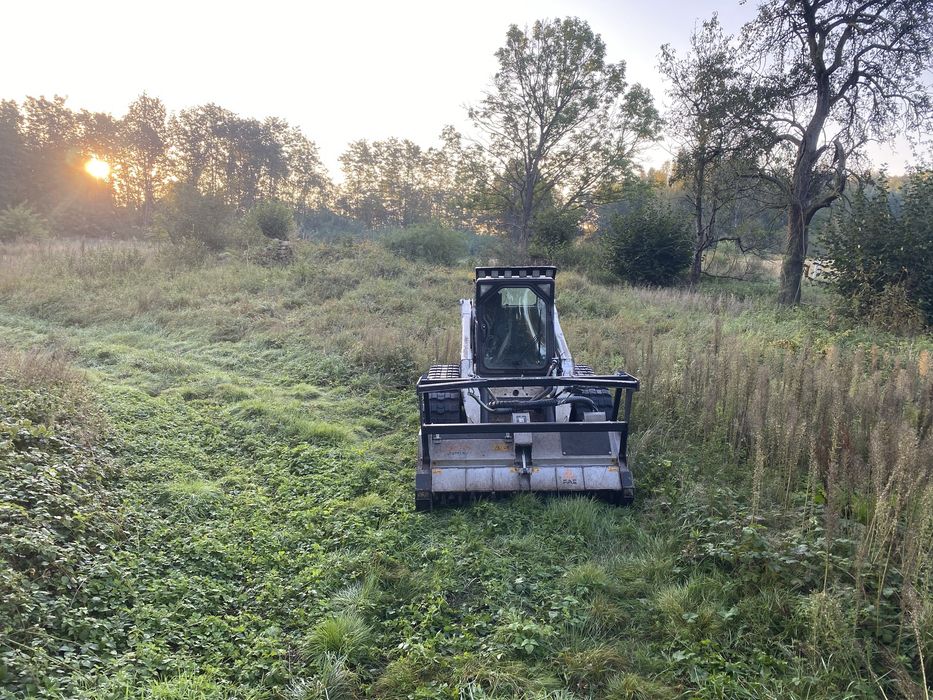 MULCZOWANIE MULCZER oczyszczanie terenu z trawy samosiejek drzew pni