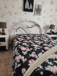 Edredom/colcha, preto com flores rosa