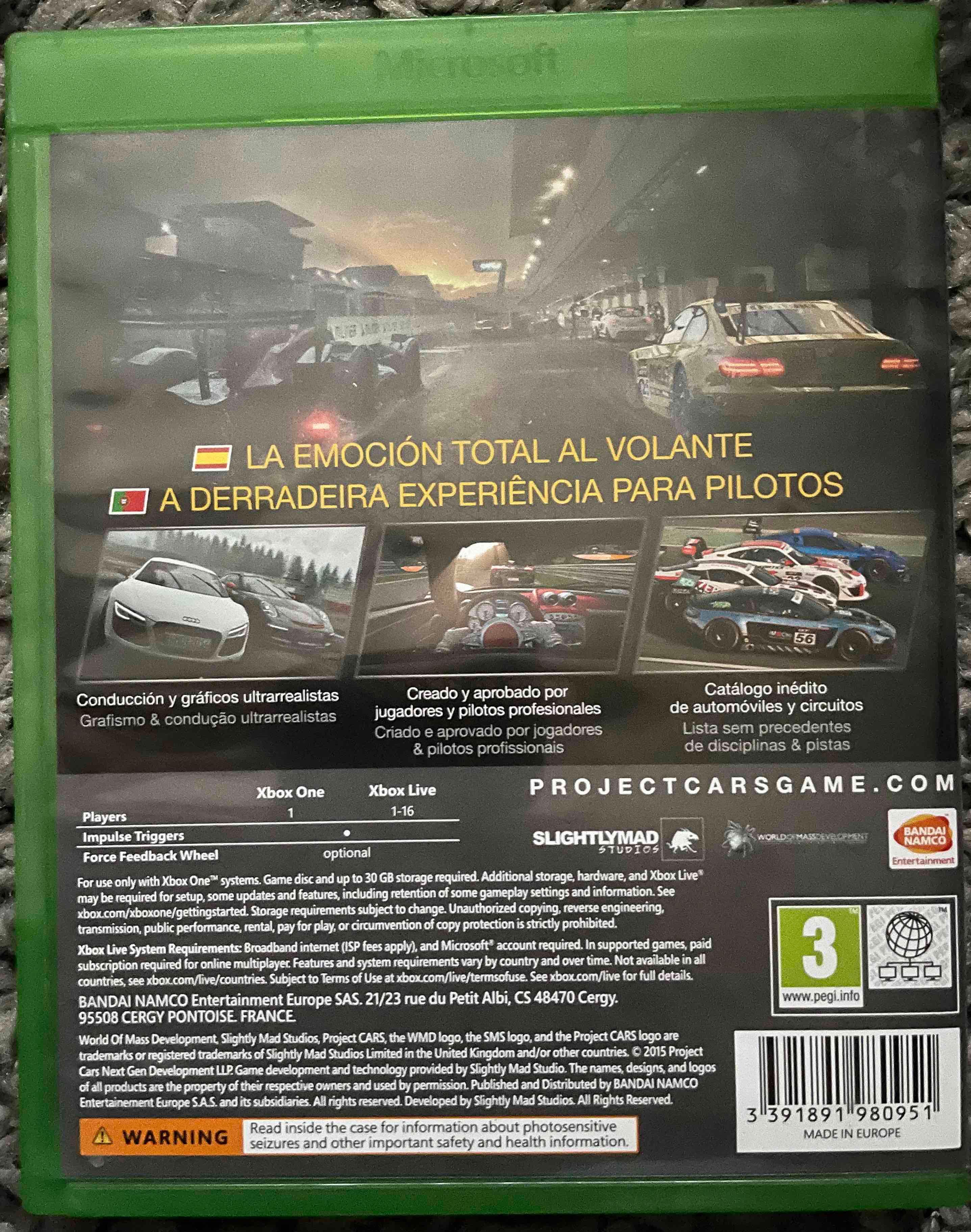 Jogo Xbox Project Cars