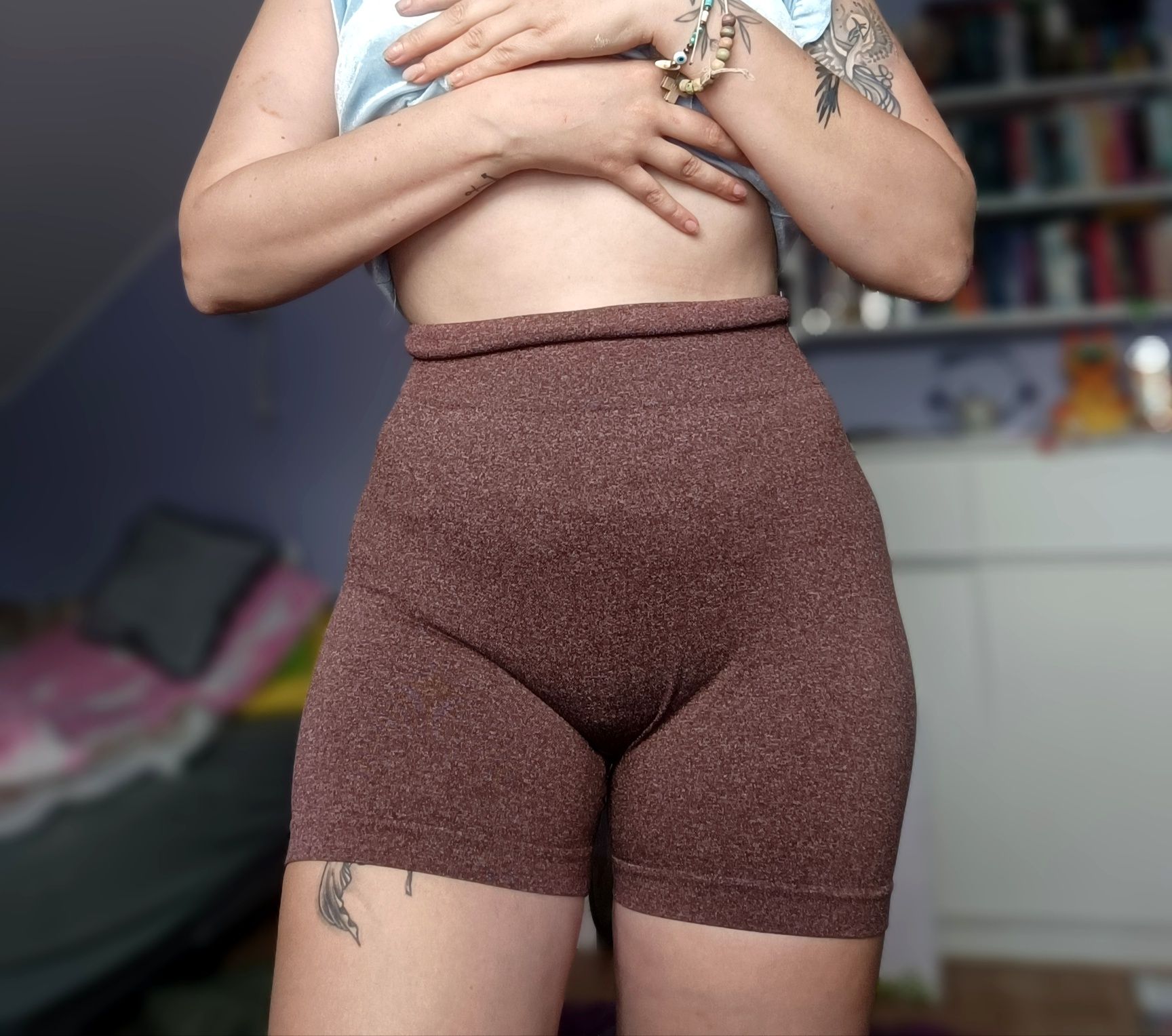 Leginsy kolarki L nowe spodenki push up wysoki stan L