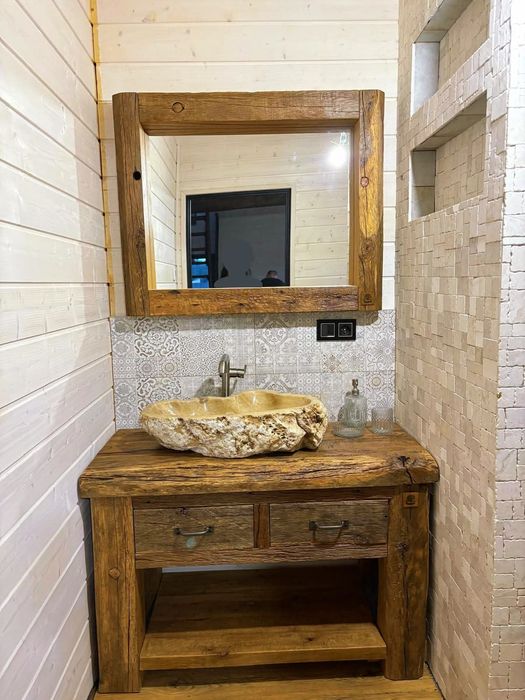 Szafka pod umywalkę dębowa, stare drewno, stary dąb, rustykalna