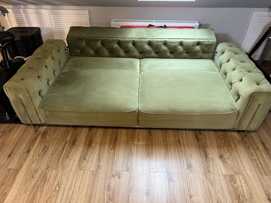 Duża welurowa pikowana sofa 100 x 240 cm Istikbal - idealna