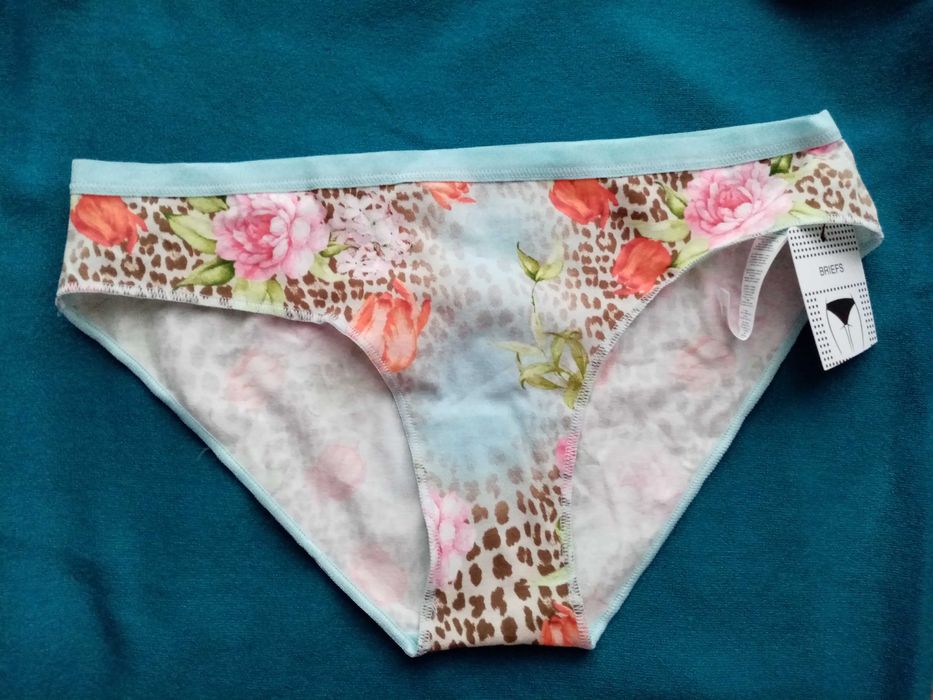 Figi Tezenis rozmiar M bawełna cętki panterka turkus komplet 2szt