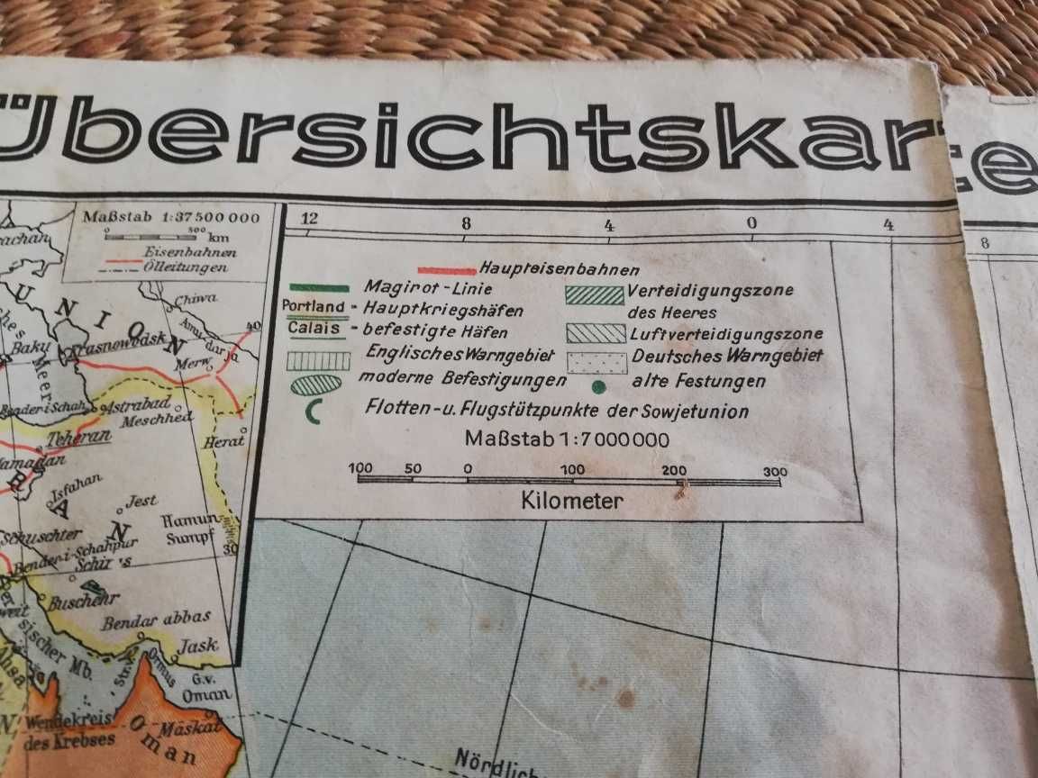 Sprzedam zabytkową mapę Europy z 1940 r. (skala 1: 7 mln)