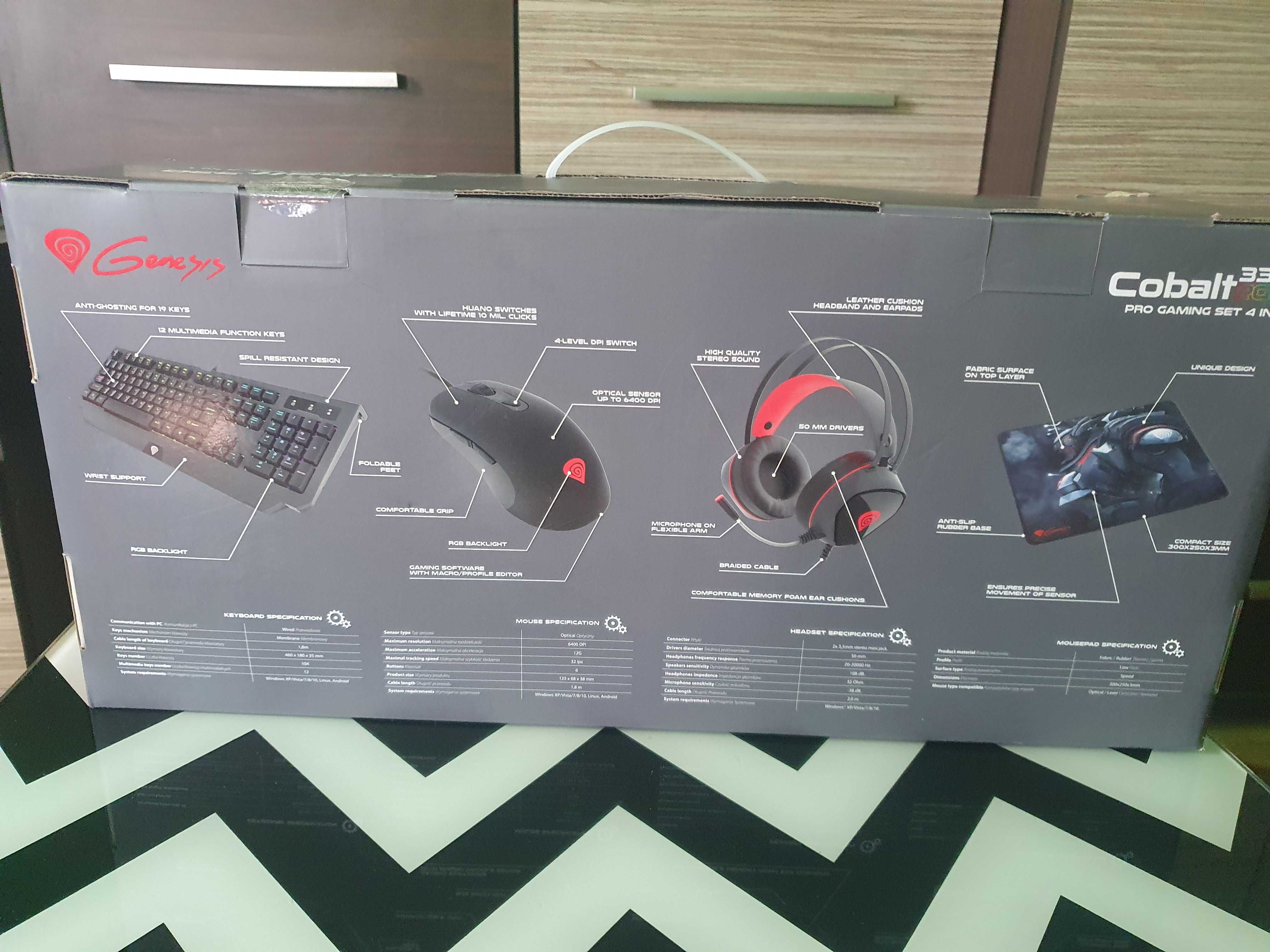 Zestaw Genesis Cobalt 330 RGB klawiatura + mysz + słuchawki + podkładk