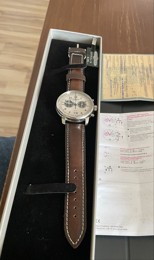 Zeppelin  lz127 Capuccino superLumiNova tachymetr chronograf