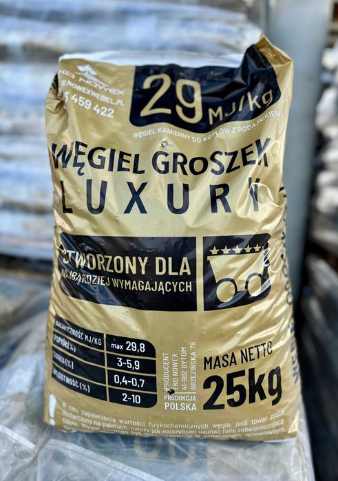 WĘGIEL GROSZEK Luxury - MAX 29,8 MJ/kg - 1000kg - 1 tona - POLSKI