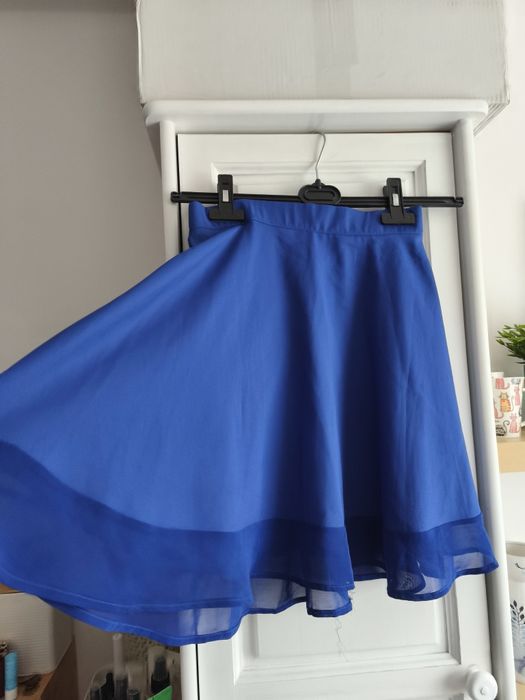 Spódniczka S z falbaną niebieska