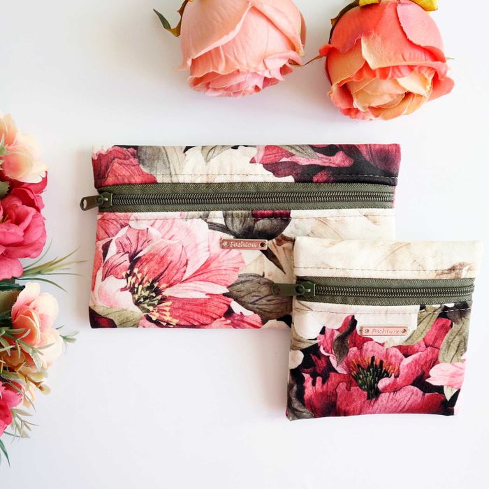 Zestaw saszetek na telefon klucze kosmetyki piwonie PL hadmade