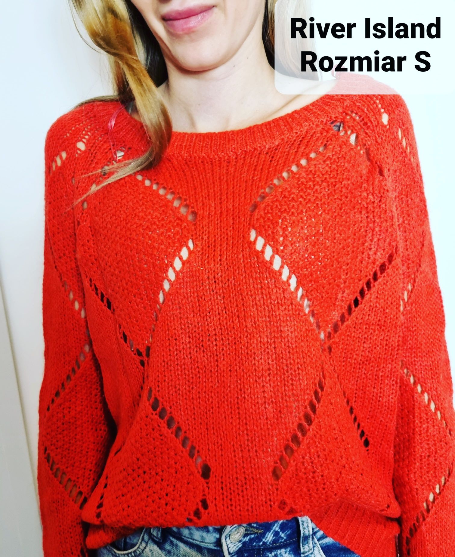 River Island czerwony sweter dzianinowy