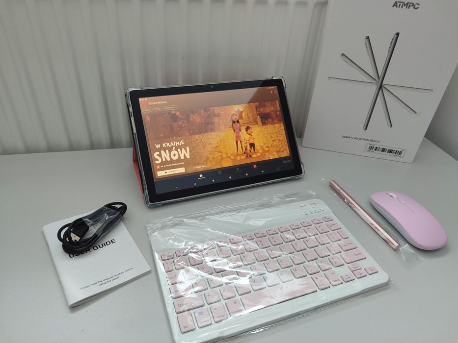 Tablet 10,1” Android 14 2w1 + klawiatura, mysz, etui, rysik | Wi-Fi 6