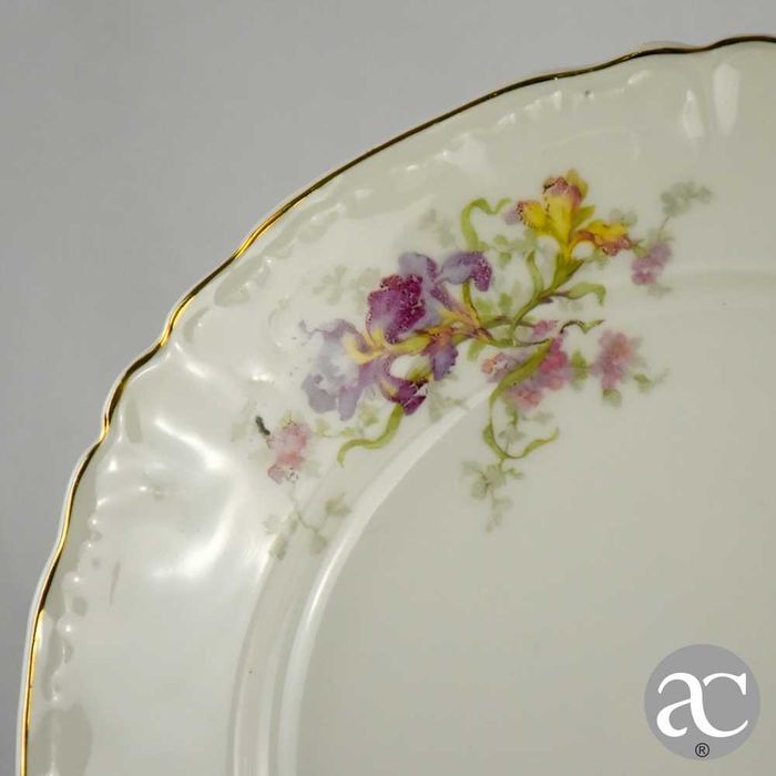 Par de pratos Arte Nova, porcelana Vista Alegre