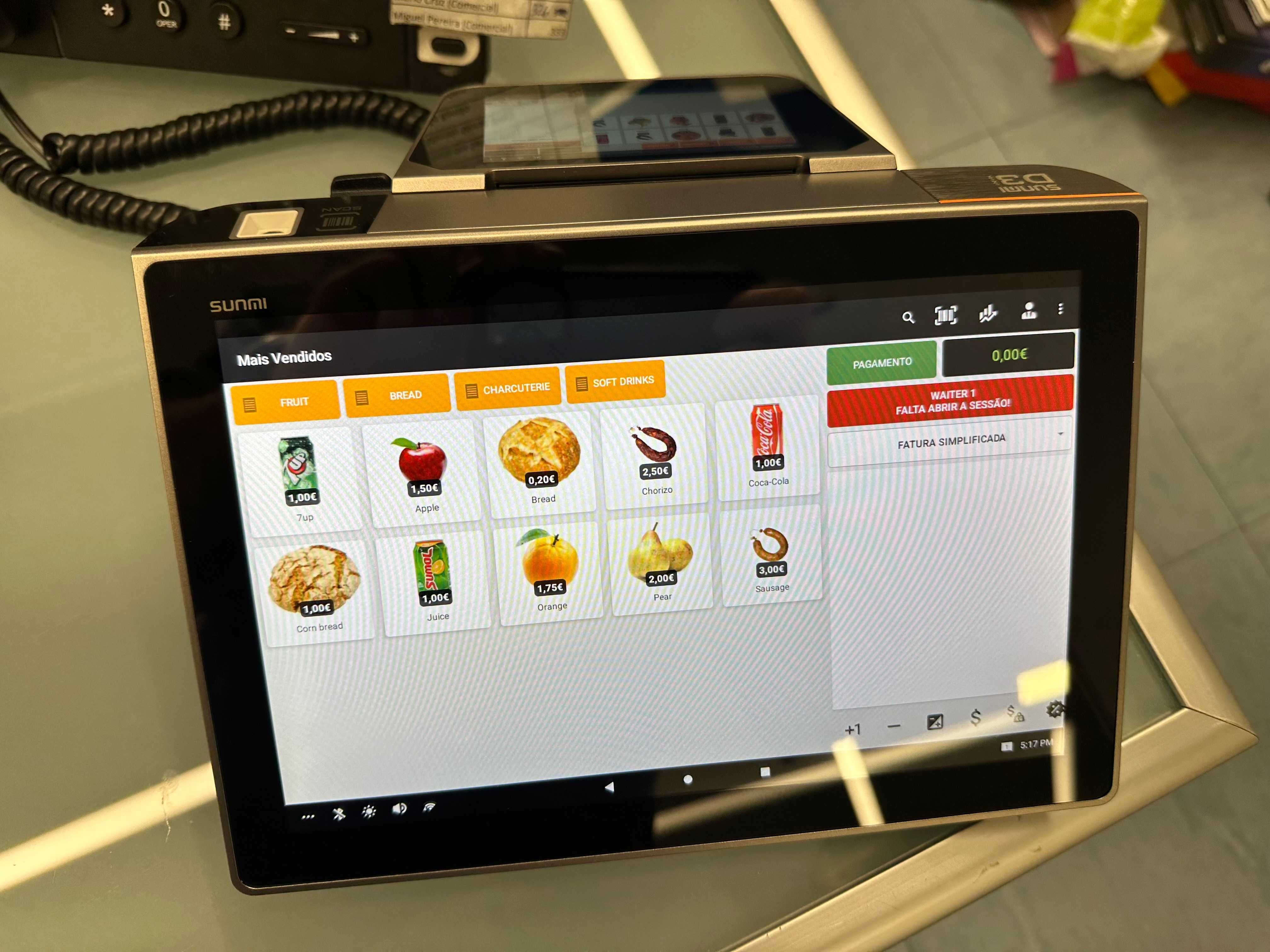 POS Android Sunmi D3 Mini c/Software faturação Zone Soft POS Mobile