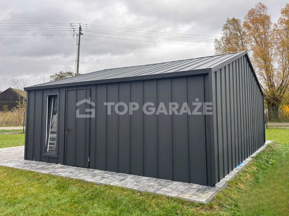 Garaż dwustanowiskowy blaszany NA RĄBEK brama segmentowa garaz 7x5,5m