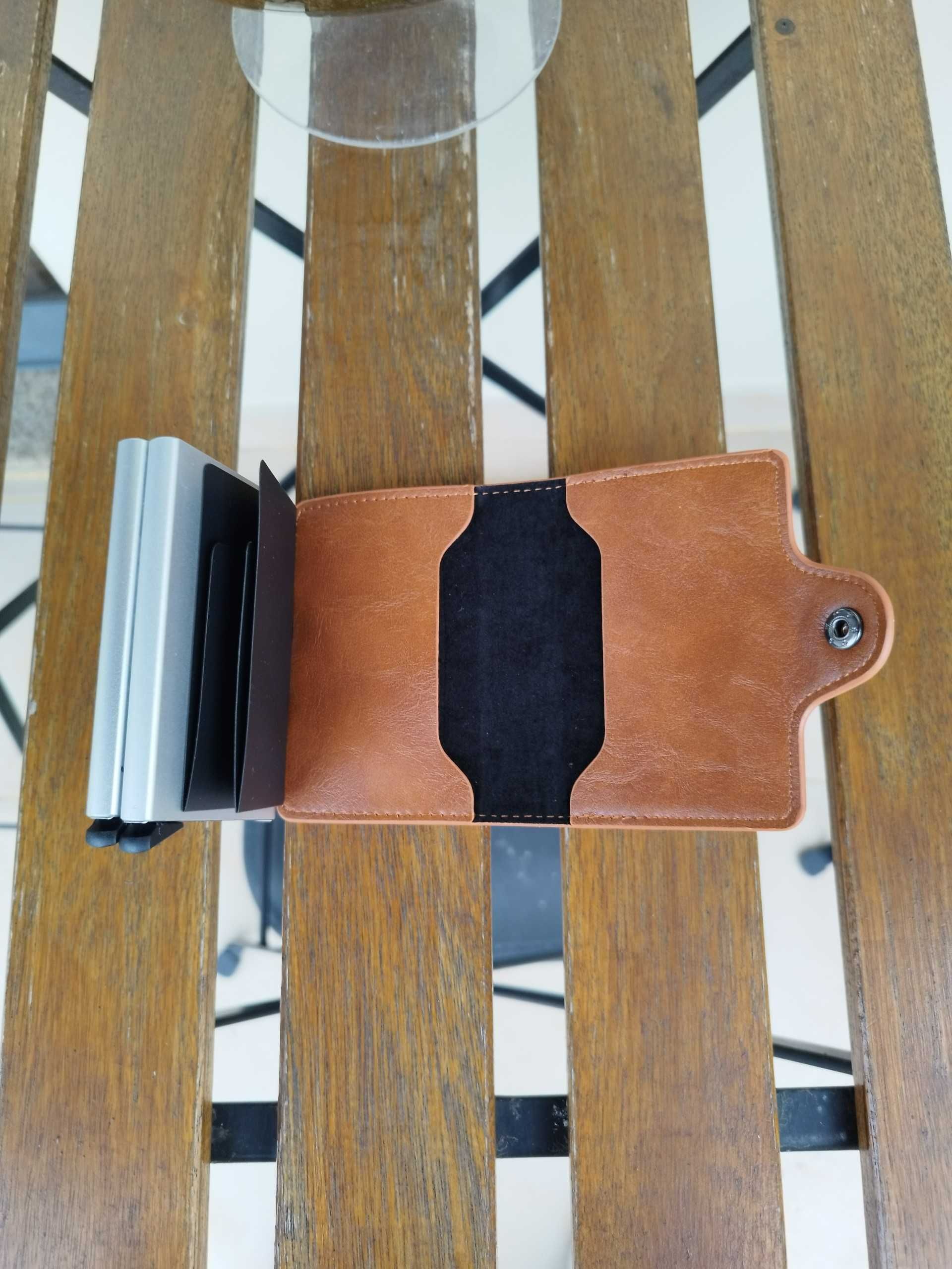 Carteira minimalista c/duplo porta cartões proteção RFID
