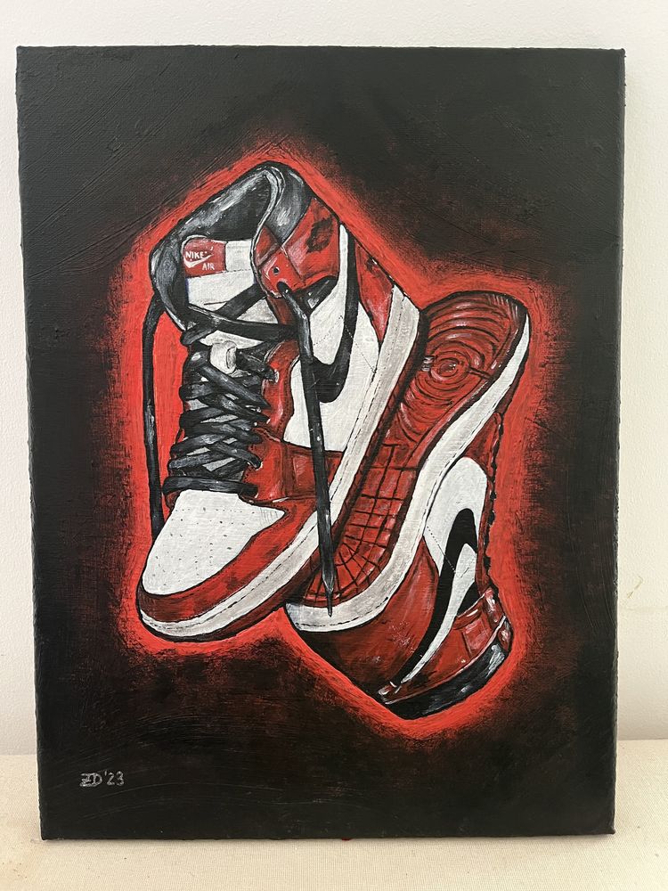 Obraz akryl na płótnie Buty Sneakers Jordan 1 High Chicago 1985