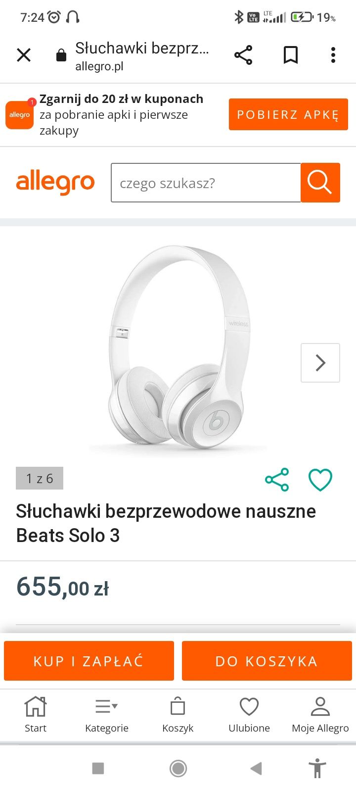słuchawki beats solo 3 white and silver