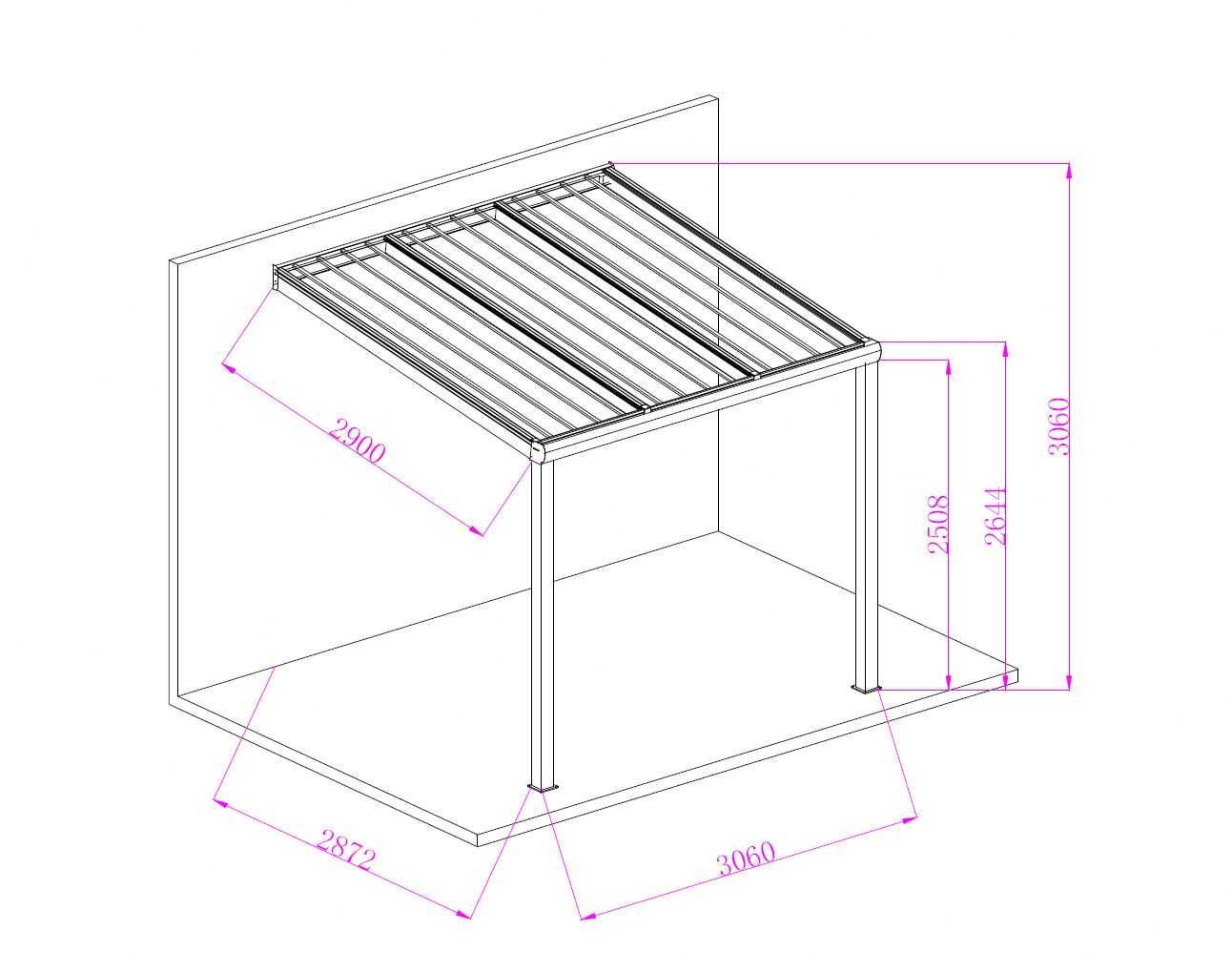 Zadaszenie aluminiowe PRO z dachem poliwęglanowym 300x306 cm