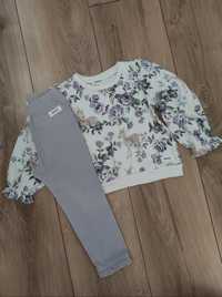 Newbie 86/92 zestaw bluza spodnie/legginsy komplet sarenka kwiaty lila