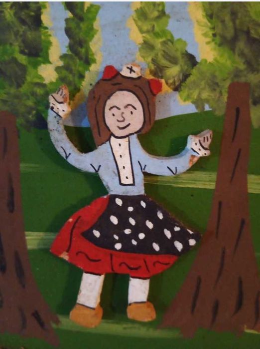 Quadro madeira p/ parede: casal tradicional Castelo Branco 30x20cm