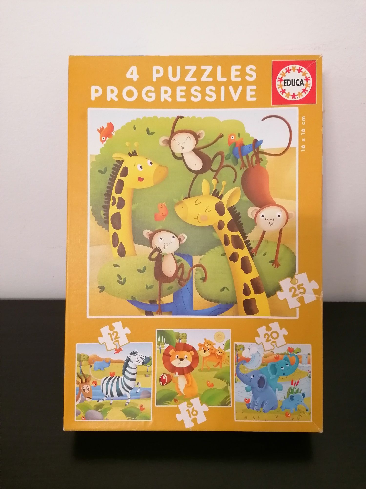 Conjunto 4 puzzles progressivos animais selvagens