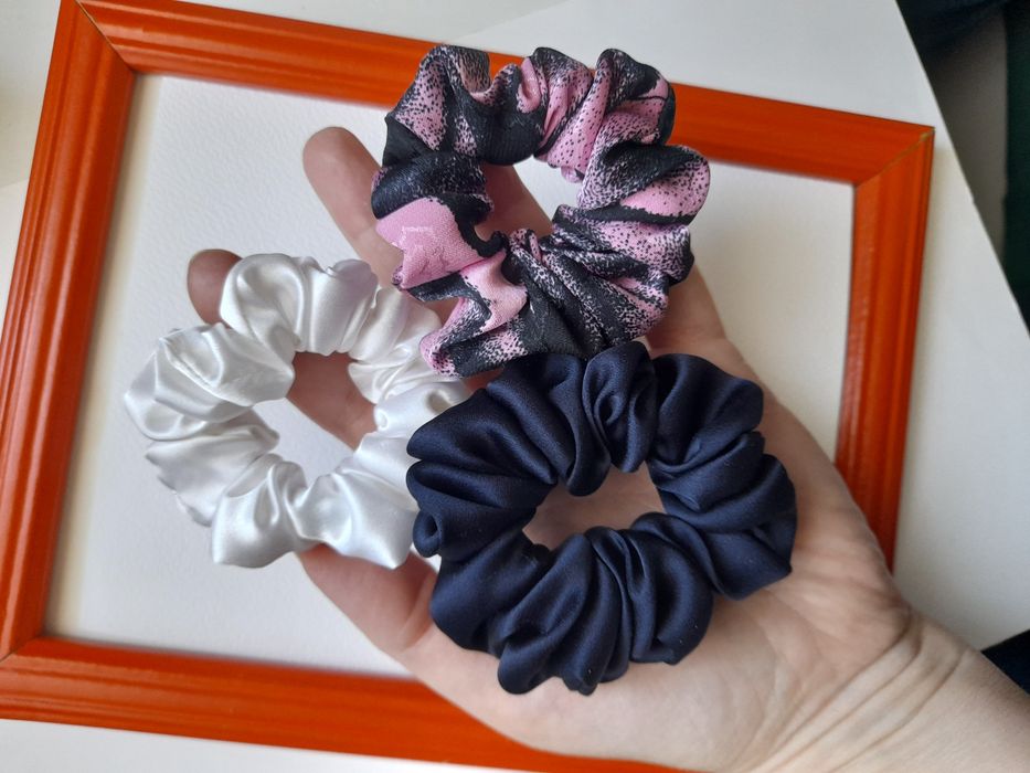 3 x jedwabna gumka do włosów scrunchie