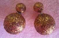 Brincos Pérola Grande e Pequena - Glitter Dourado - NOVOS