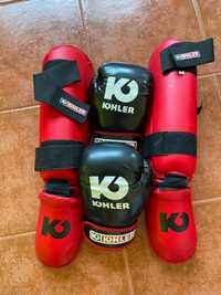 Luvas Boxe/Kickboxing e Caneleiras Kohler
