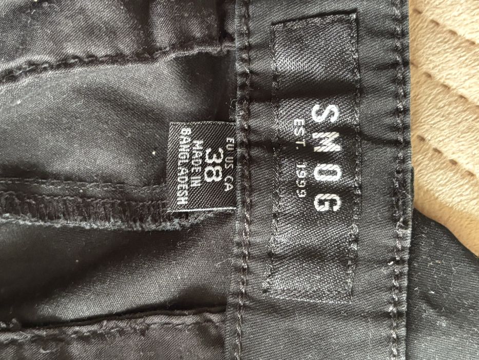 SMOG Spodnie eleganckie XL L czarne gładkie