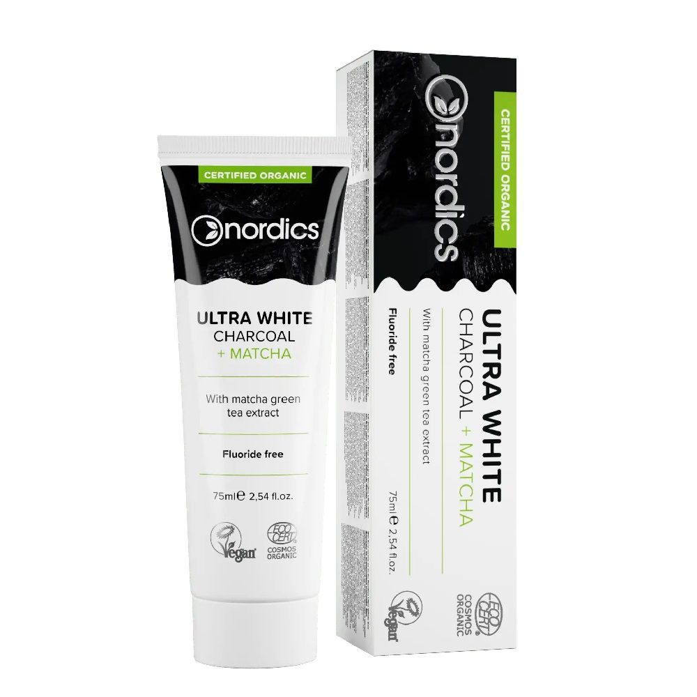Nordics pasta do zębów bez fluoru z węglem Charcoal + Matcha 75ml
