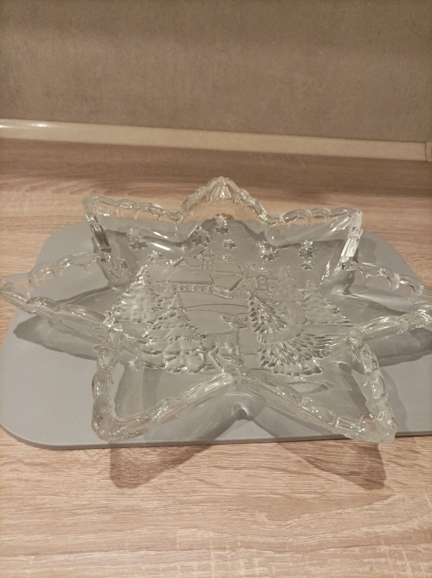 Talerz ozdobny świąteczny kryształ 32 cm