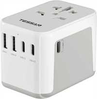 Tessan 633FV Adapter Podróżny USB 4 Wtyczki 2 USB 3 USB C CZARNY