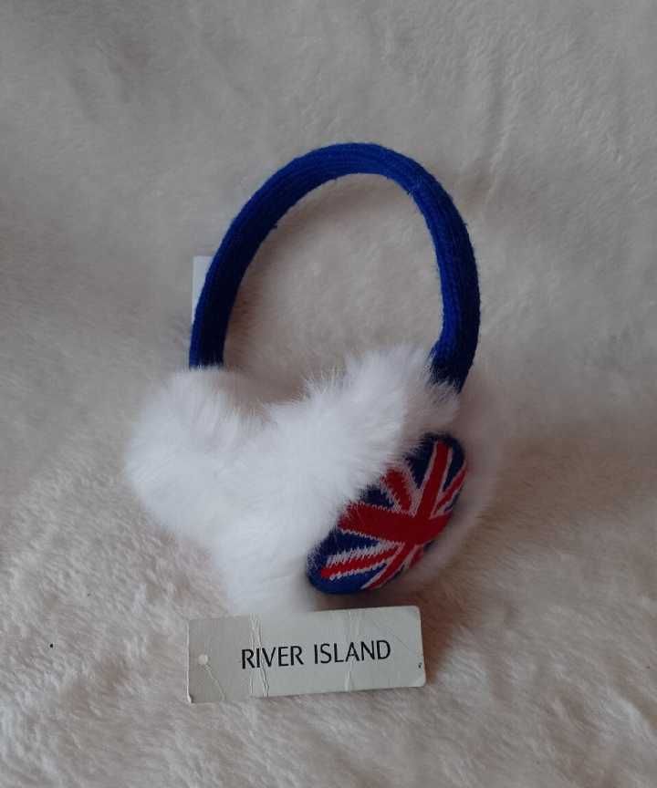 RIVER ISLAND/ Białe , futrzane nauszniki na głowę/ NOWE