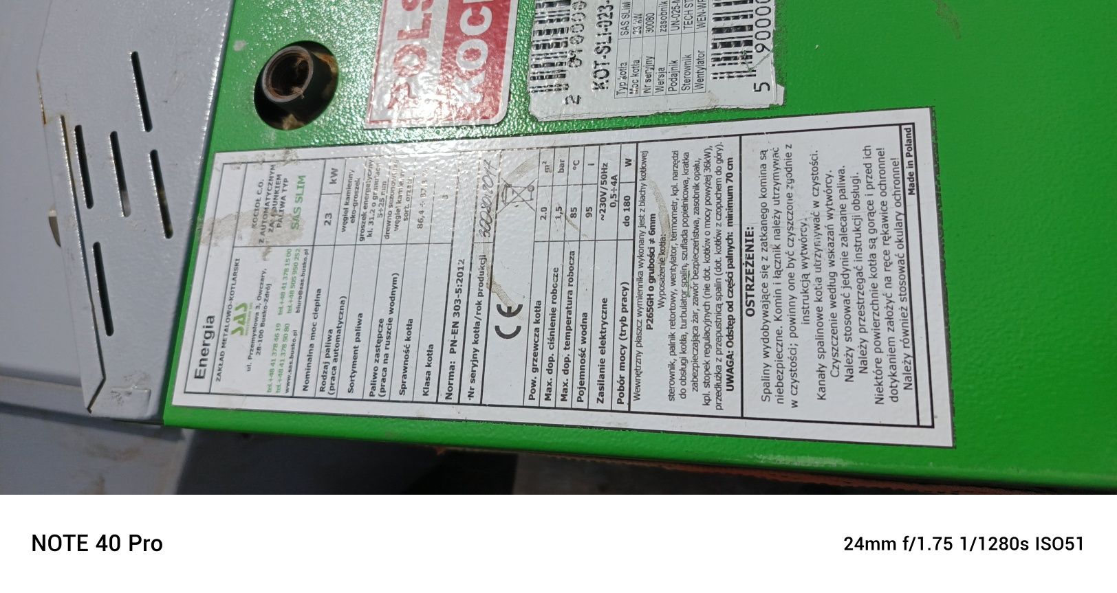Części pieca Sas Slim 23kw
