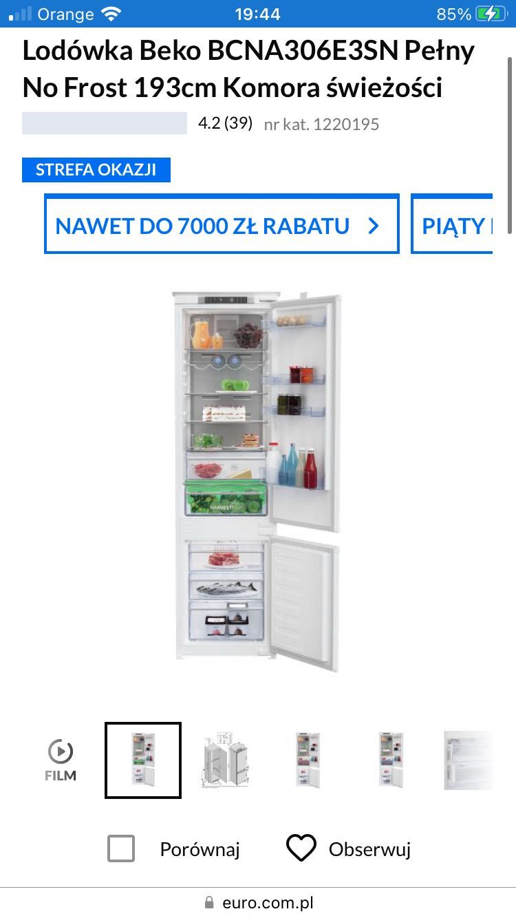 Nowa lodówka do zabudowy BEKO