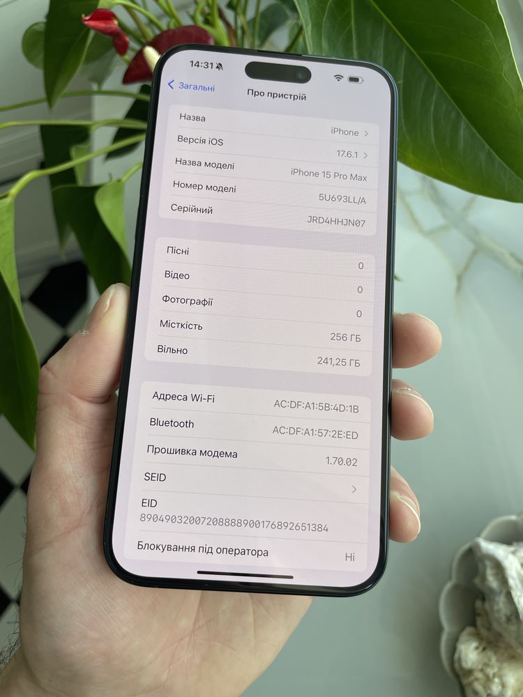 СУПЕР СТАН Apple iPhone 15 Pro Max Blue 256 Gb Never Lock