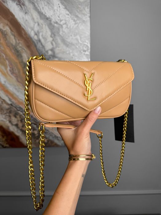 Сумка YSL Yves Saint Laurent Loulou Mini біла, бежева, бургунді