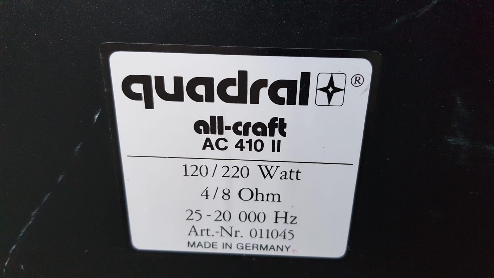 Kolumny Quadral all craft ac 410 II 120/220W 4 lub 8 ohm 25-20kHz 4x20