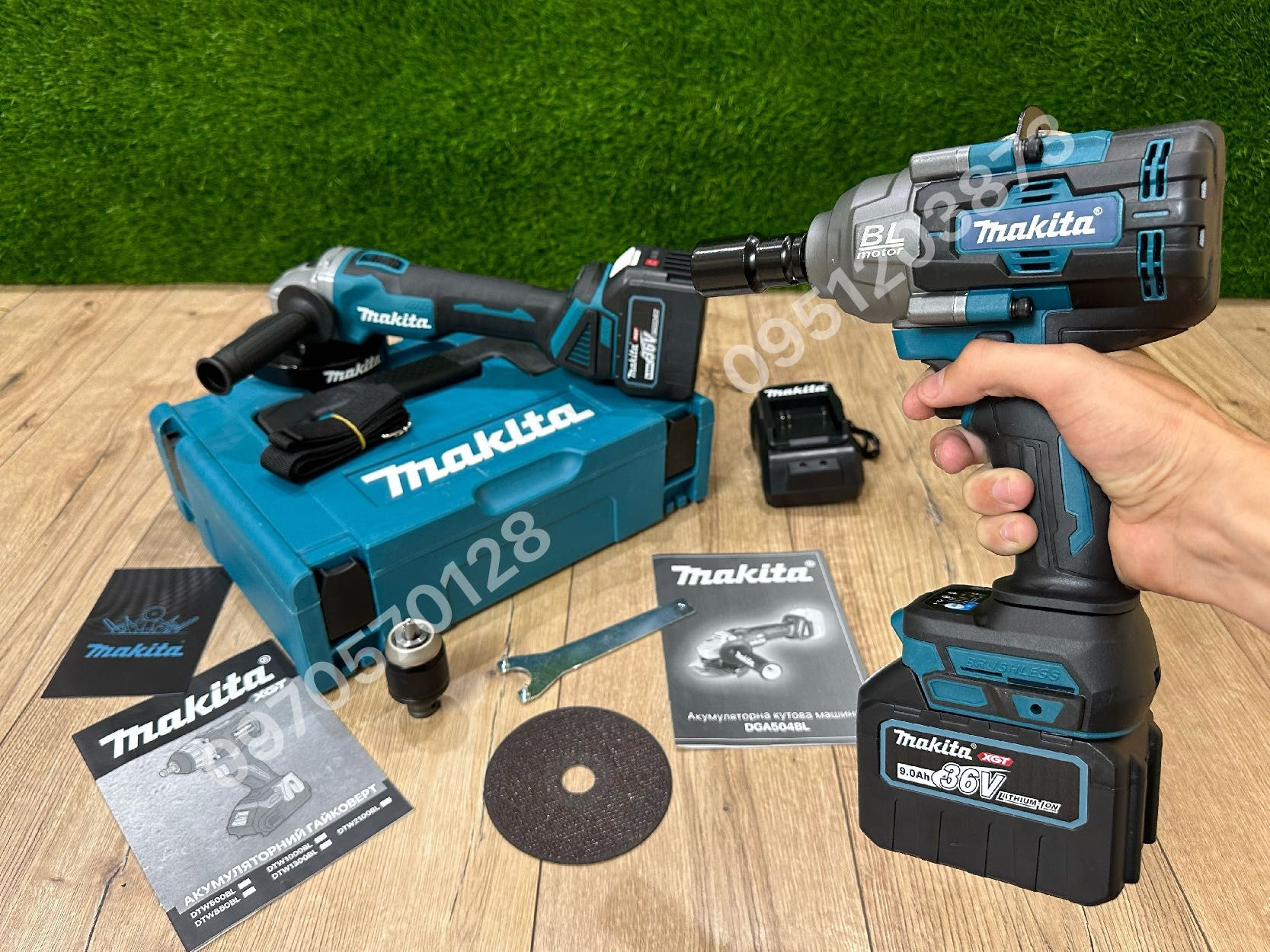 Набор 2/1 Makita Гайковерт DTW1002Bl + Болгарка DGA504 36V 9Ah комплек