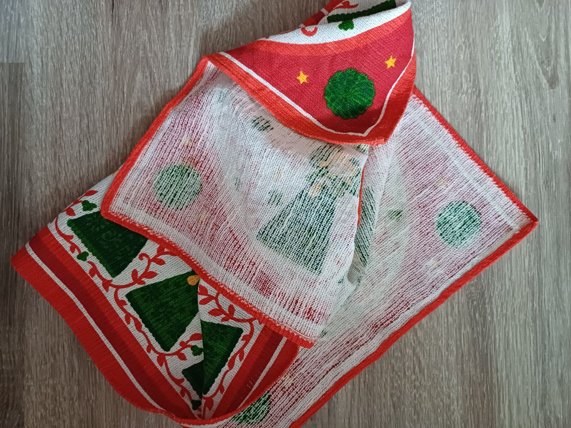 Mały bieżnik serweta świąteczna aniolki lniany obrus prl aniołki