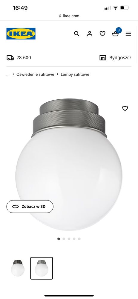 Ikea Frihult lampa sufitowa/ścienna stalowa