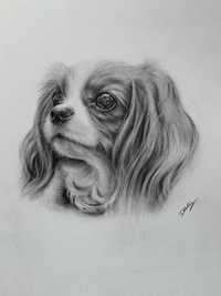 Rysunek/ portret psa ołówkami. Pomysł na prezent!